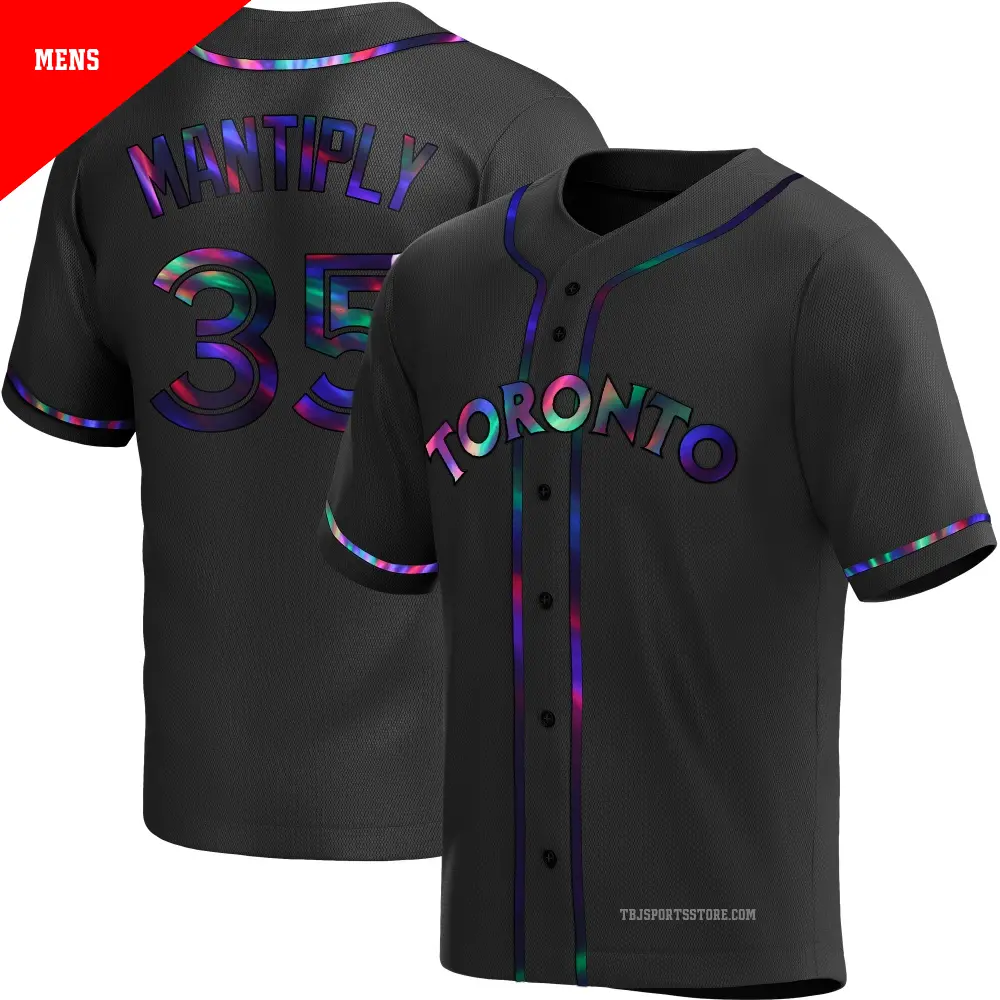 Men's ＃35 Joe Mantiply Toronto Blue Jays Black Replica Holographic Alternate Jersey