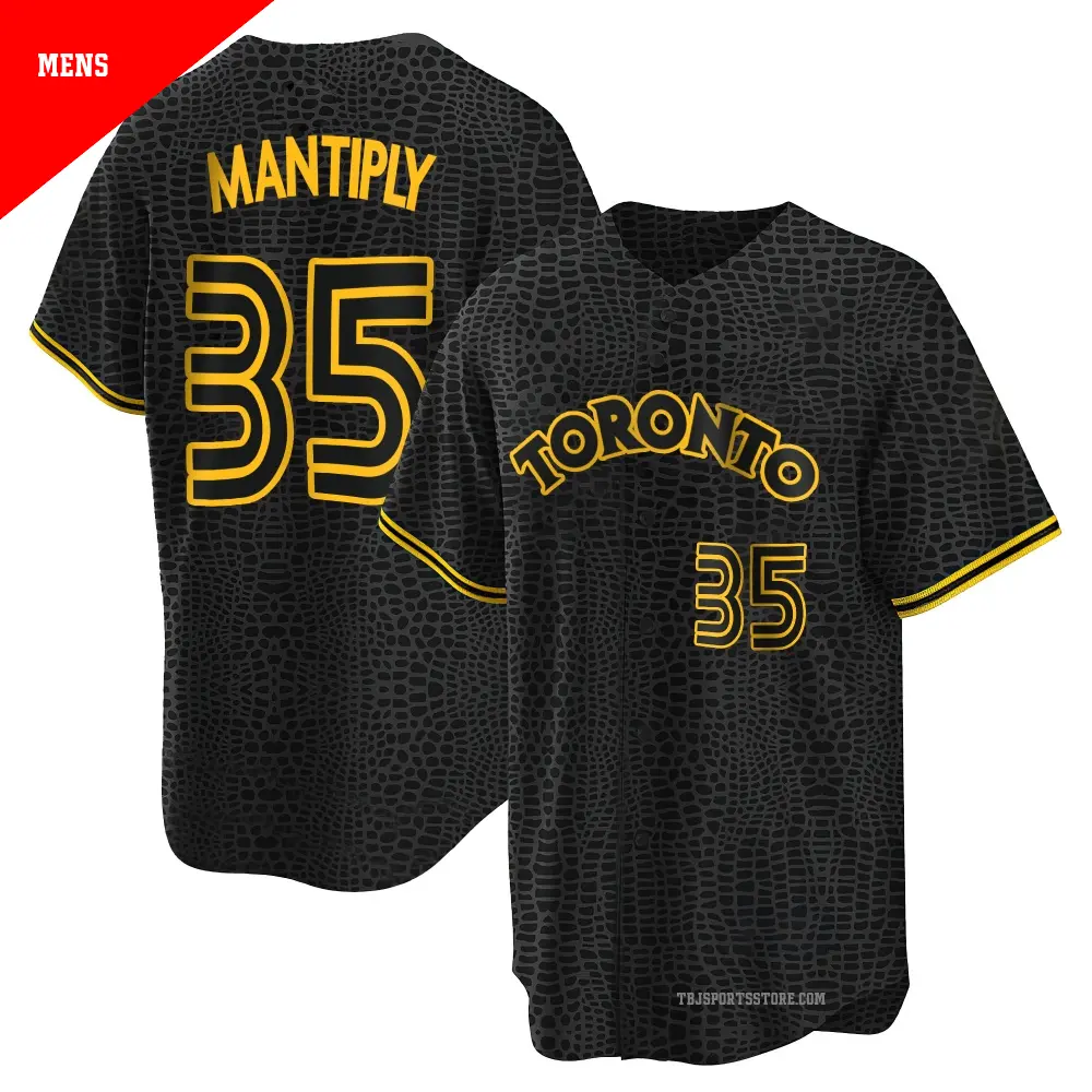Men's ＃35 Joe Mantiply Toronto Blue Jays Black Replica Snake Skin City Jersey