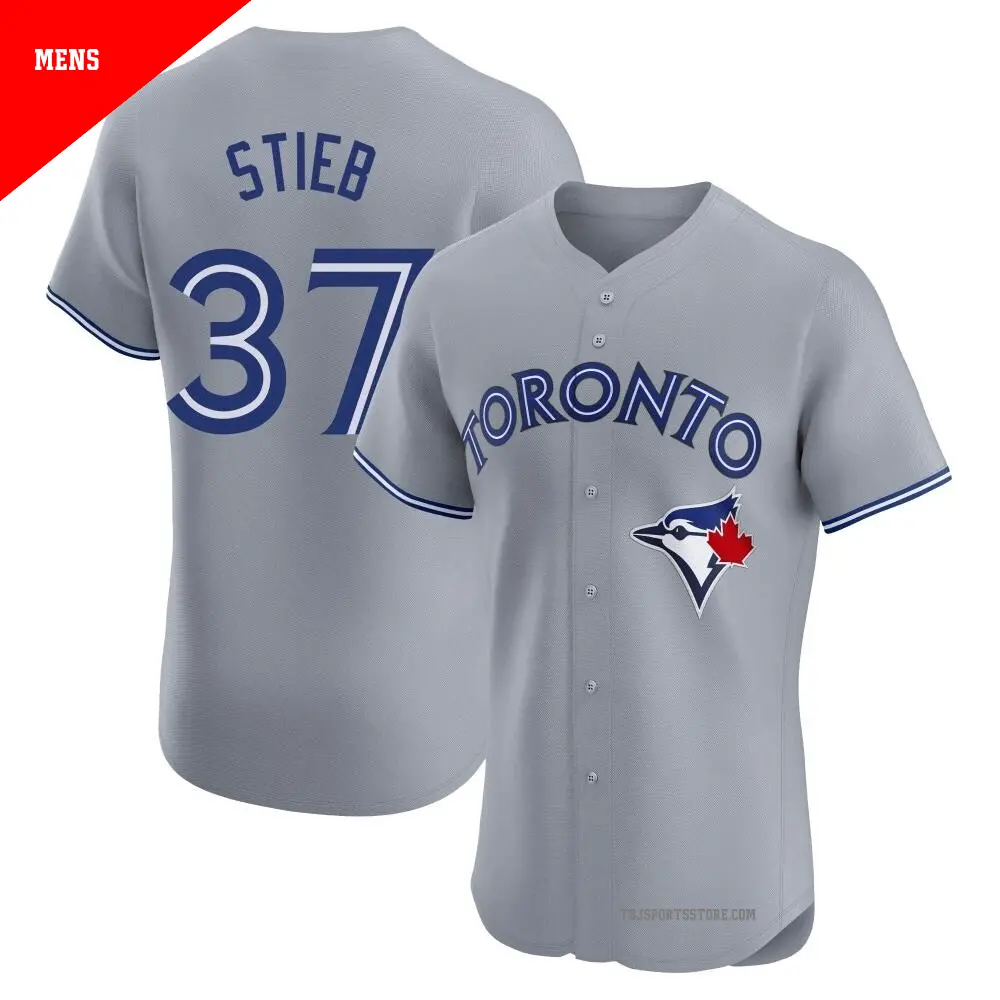 Men's #37 Dave Stieb Toronto Blue Jays Gray Elite Road Jersey