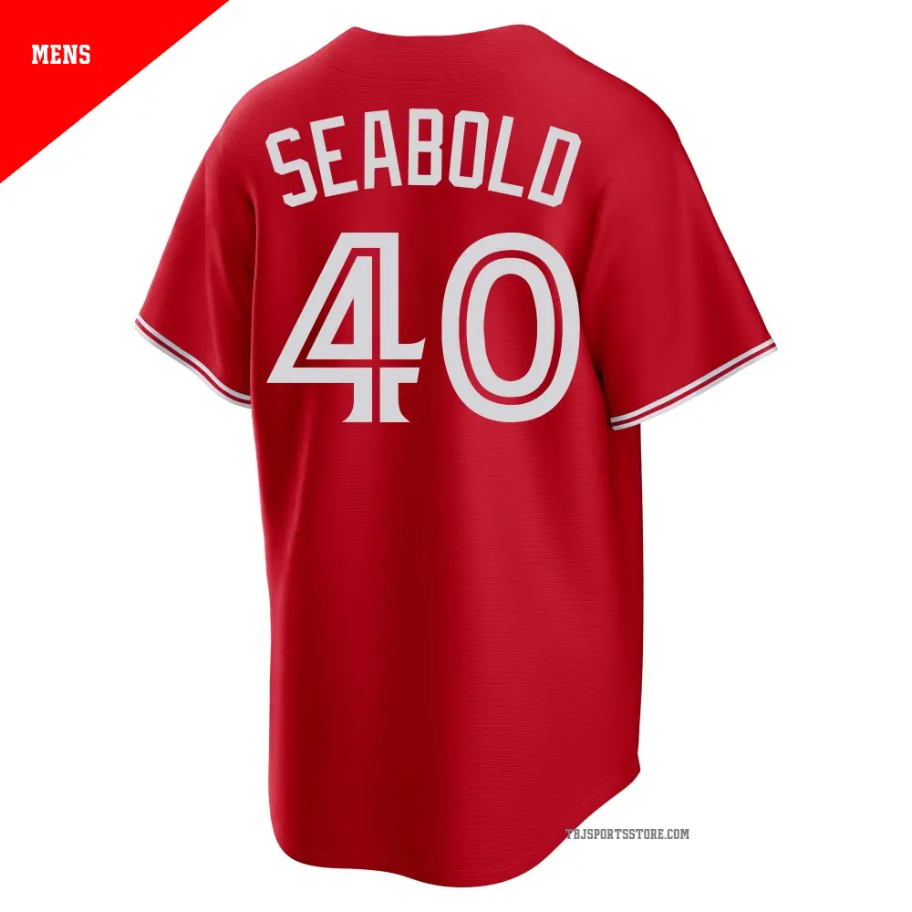 Men's #40 Connor Seabold Toronto Blue Jays Red Replica Canada Day