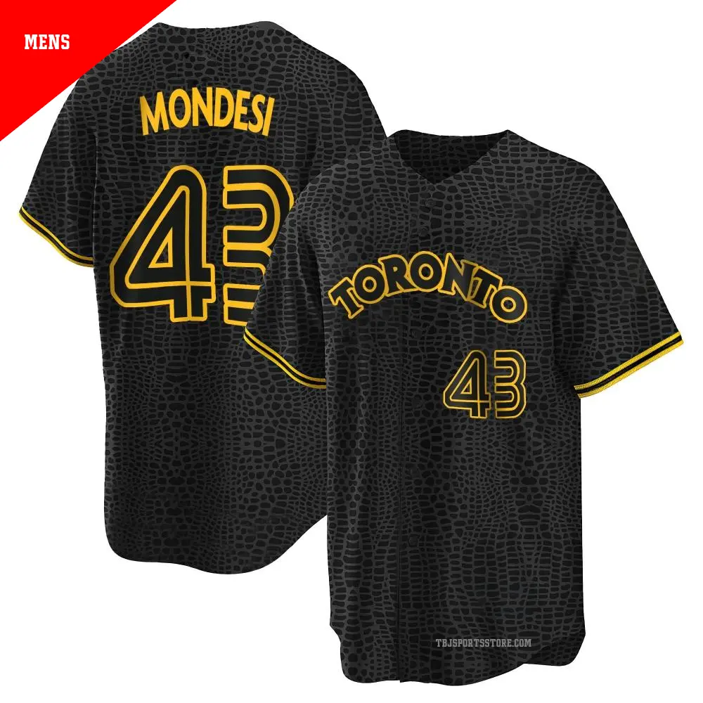 Men's ＃43 Raul Mondesi Toronto Blue Jays Black Replica Snake Skin City Jersey