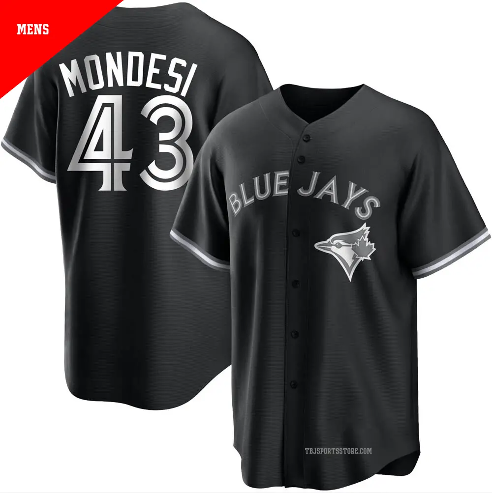 Men's ＃43 Raul Mondesi Toronto Blue Jays Black/White Replica Jersey