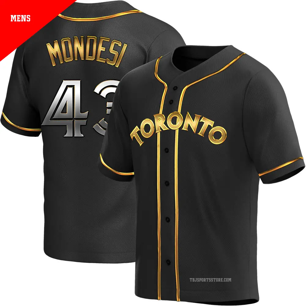 Men's ＃43 Raul Mondesi Toronto Blue Jays Gold Replica Black en Alternate Jersey