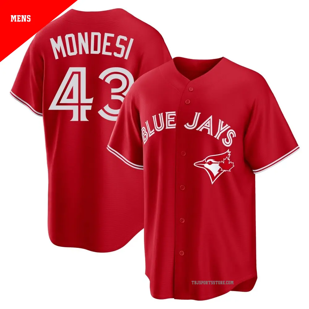 Men's ＃43 Raul Mondesi Toronto Blue Jays Red Replica Canada Day Jersey