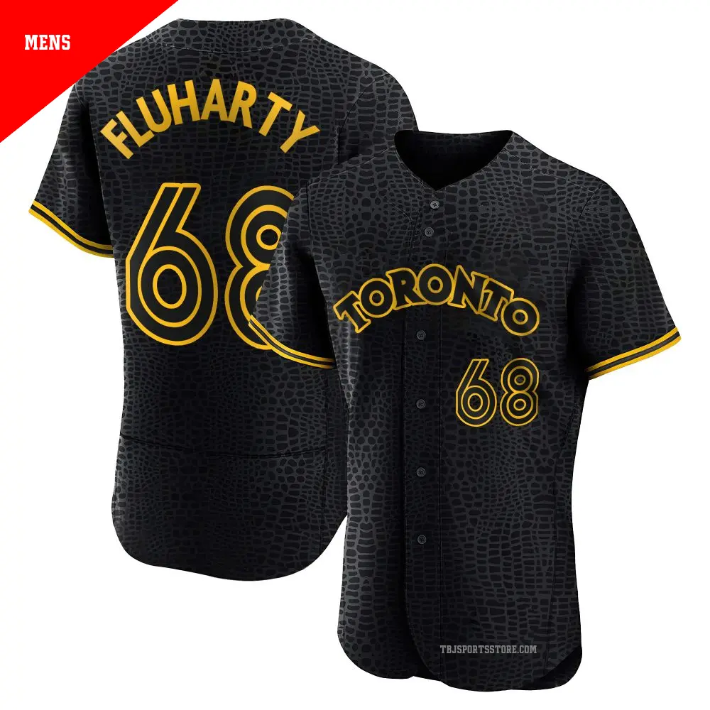 Men's ＃68 Mason Fluharty Toronto Blue Jays Black Authentic Snake Skin City Jersey