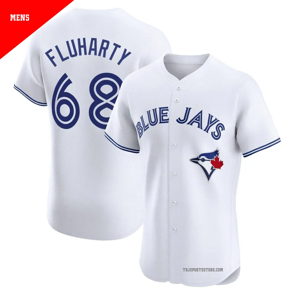 Men's ＃68 Mason Fluharty Toronto Blue Jays White Elite Home Jersey