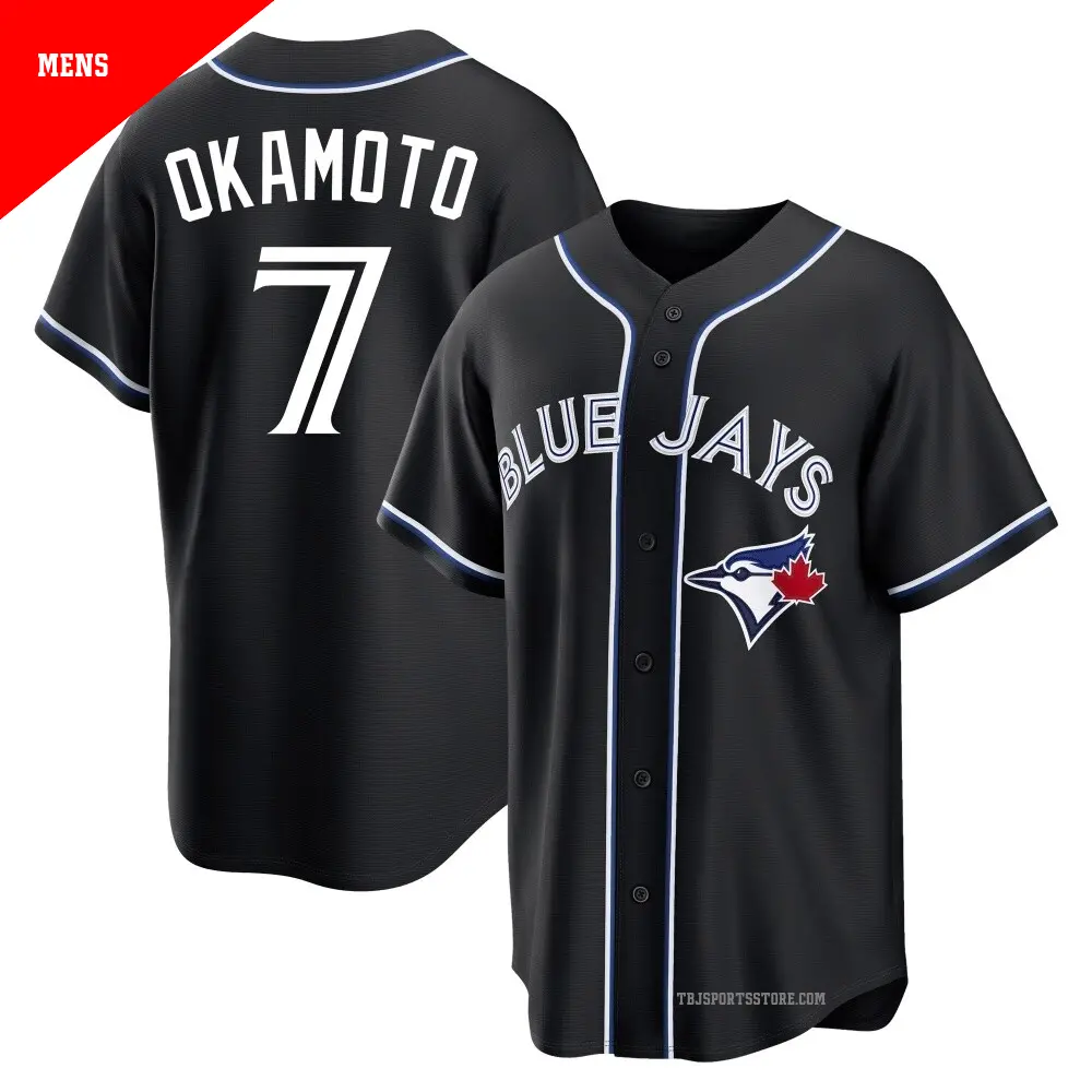 Women's #7 Kazuma Okamoto Toronto Blue Jays Black Replica