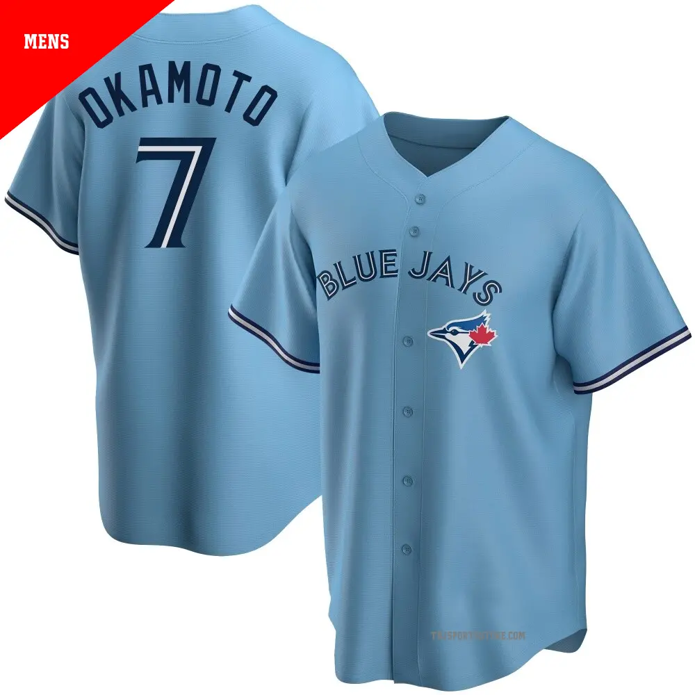 Men's #7 Kazuma Okamoto Toronto Blue Jays Blue Replica Powder