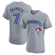Men's #7 Kazuma Okamoto Toronto Blue Jays Gray Elite Road Jersey