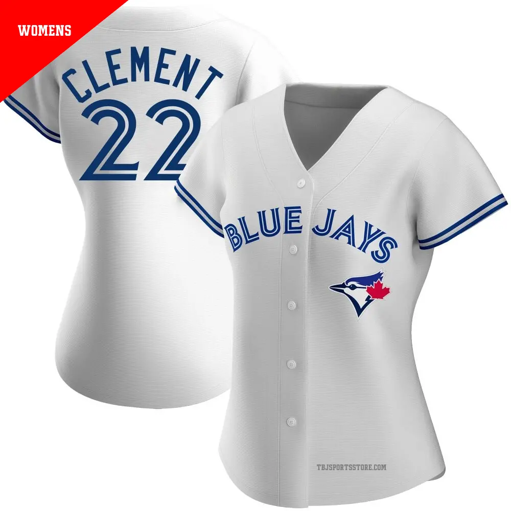 Women's #22 Ernie Clement Toronto Blue Jays White Replica Home Jersey