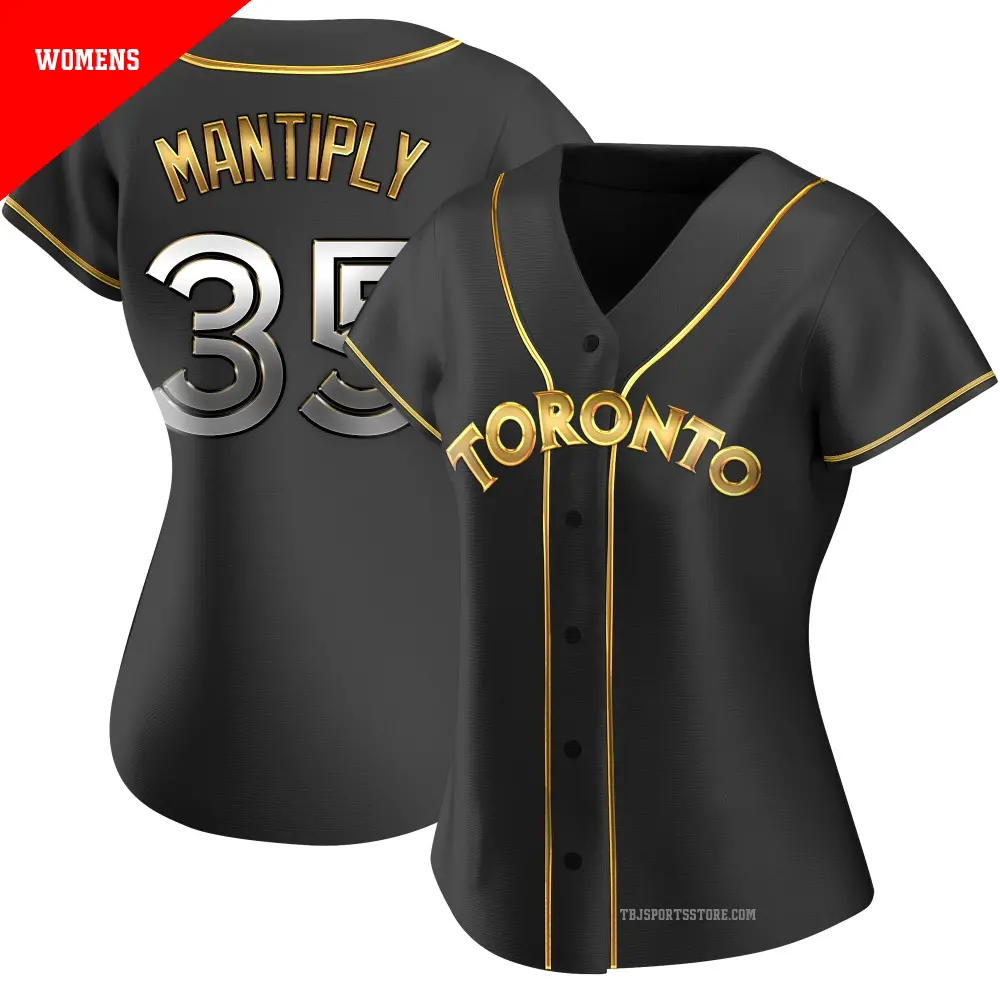 Women's ＃35 Joe Mantiply Toronto Blue Jays Gold Replica Black en Alternate Jersey