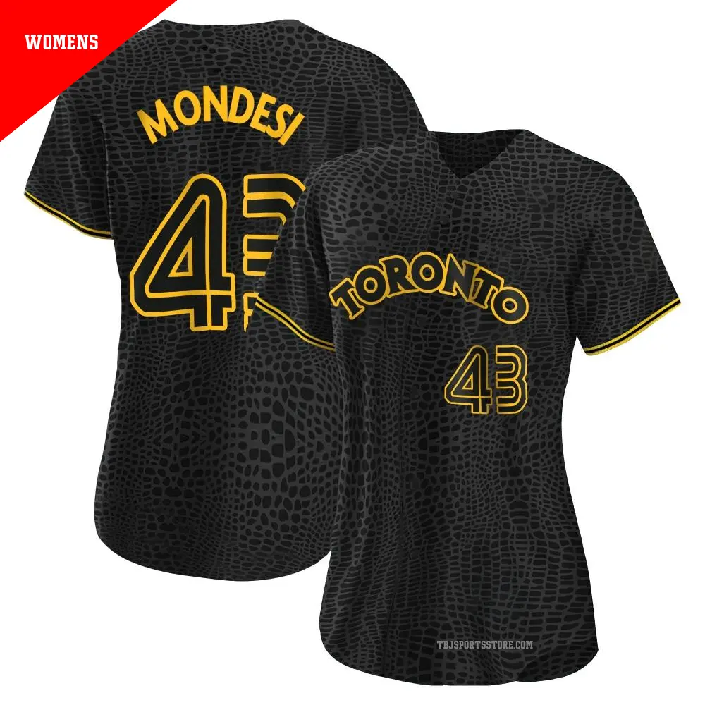 Women's ＃43 Raul Mondesi Toronto Blue Jays Black Authentic Snake Skin City Jersey