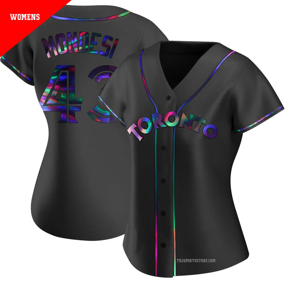 Women's ＃43 Raul Mondesi Toronto Blue Jays Black Replica Holographic Alternate Jersey