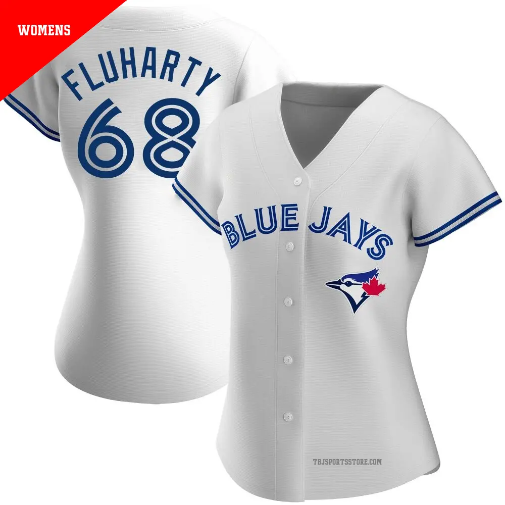 Women's ＃68 Mason Fluharty Toronto Blue Jays White Replica Home Jersey