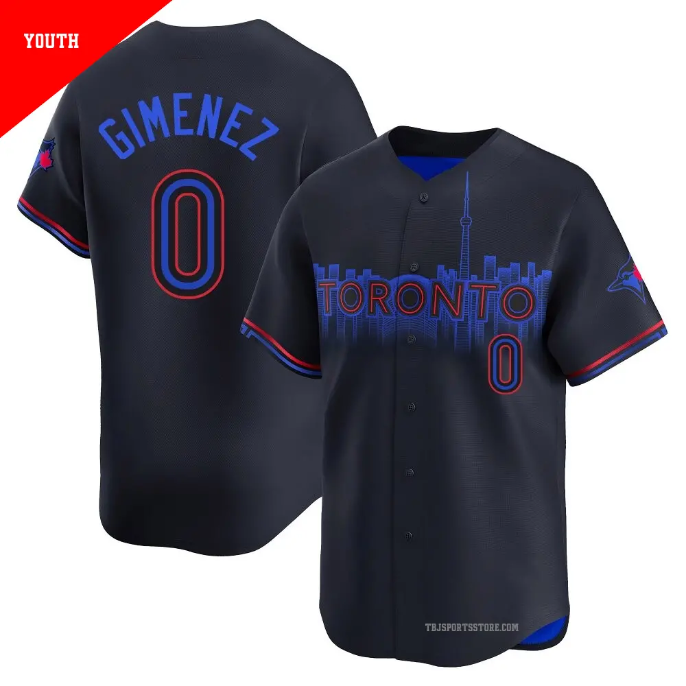 ブルージェイズ Blue Jays 青色ユニフォーム （140-150） Men's #0 Andres Gimenez Toronto Blue Jays Black Limited 2024 City