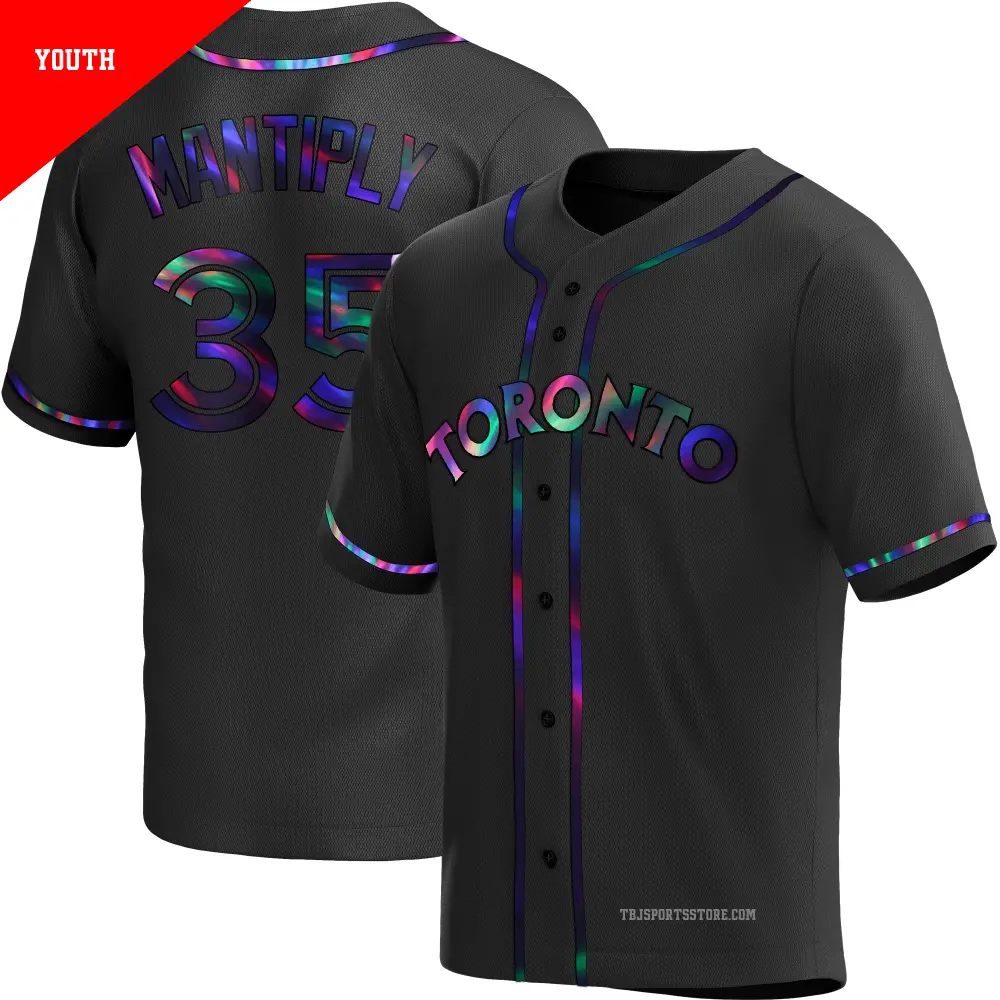 Youth ＃35 Joe Mantiply Toronto Blue Jays Black Replica Holographic Alternate Jersey