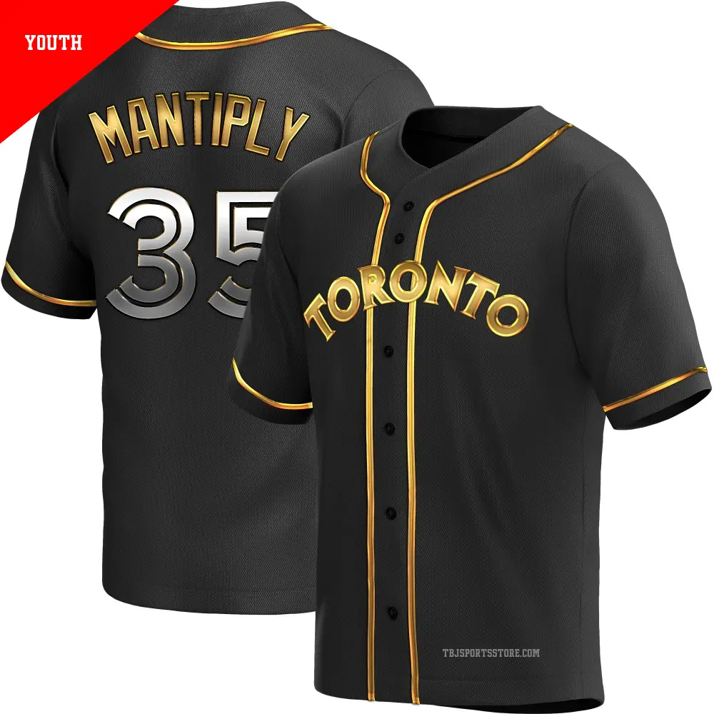 Youth ＃35 Joe Mantiply Toronto Blue Jays Gold Replica Black en Alternate Jersey