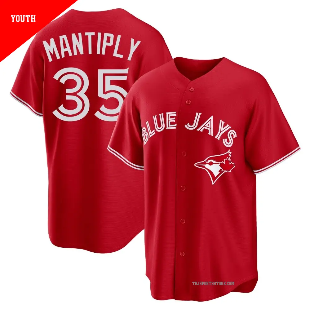 Youth ＃35 Joe Mantiply Toronto Blue Jays Red Replica Canada Day Jersey