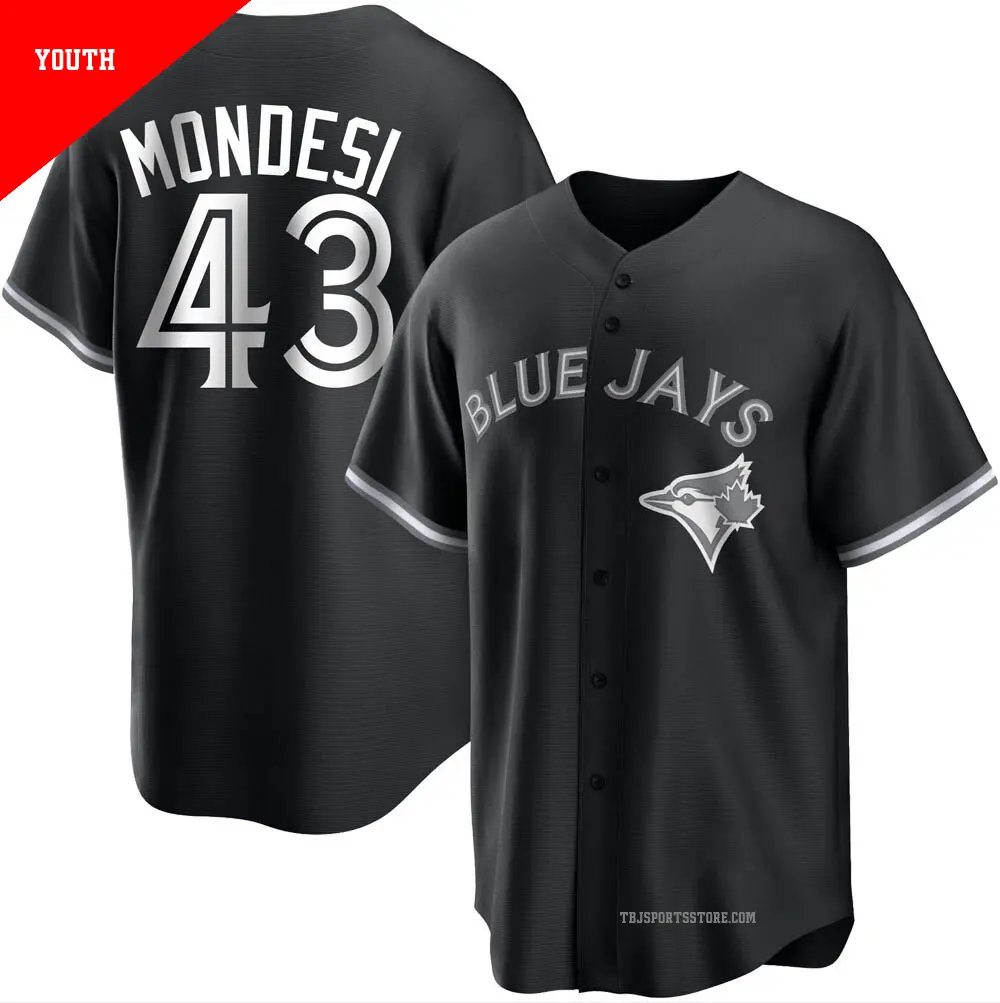 Youth ＃43 Raul Mondesi Toronto Blue Jays Black/White Replica Jersey