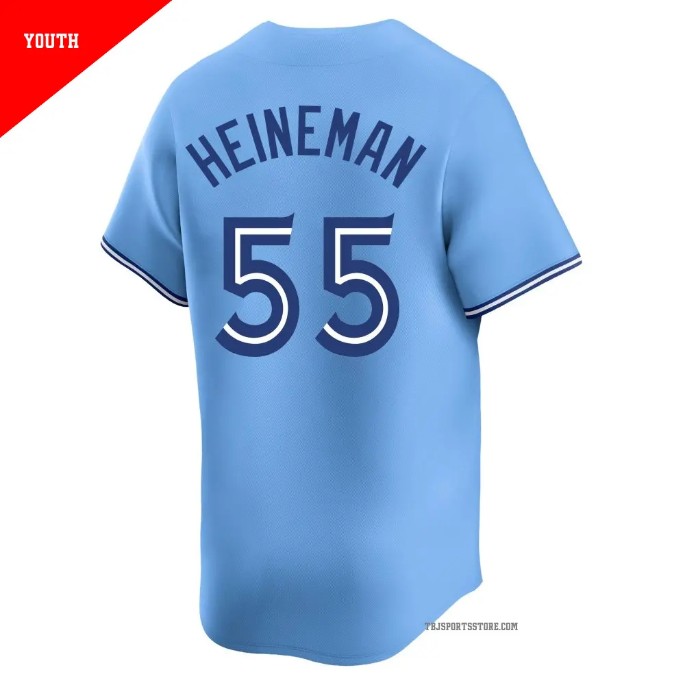 Youth #55 Tyler Heineman Toronto Blue Jays Blue Limited Powder