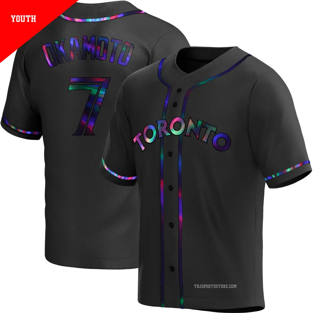 Youth #7 Kazuma Okamoto Toronto Blue Jays Black Replica